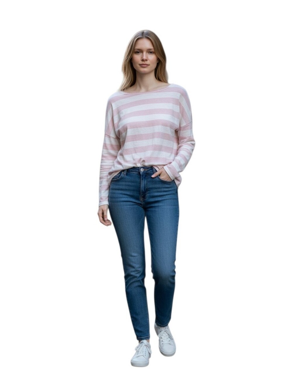 L.O.G.G. from H&M Size S Women's Pink And White Stripe Long Sleeve